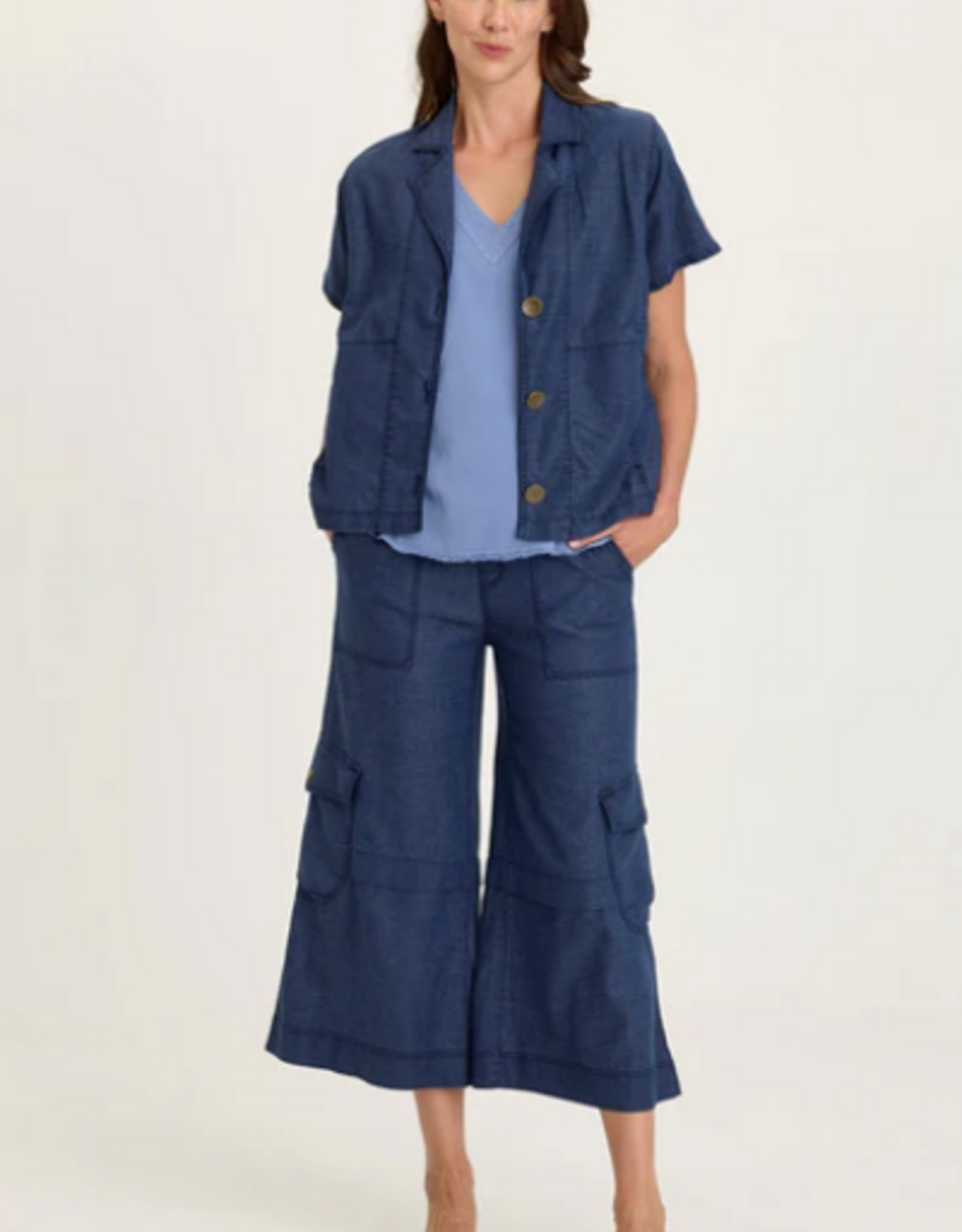 Wearables Wearables 14878W Airdale Blue Hugh Twill Boxy Short Sleeve Jacket