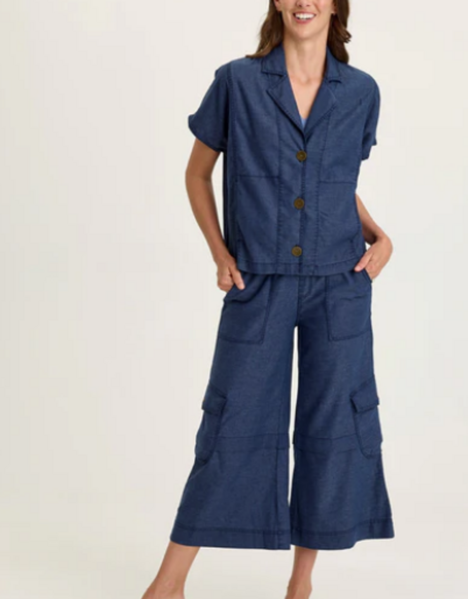 Wearables Wearables 14878W Airdale Blue Hugh Twill Boxy Short Sleeve Jacket