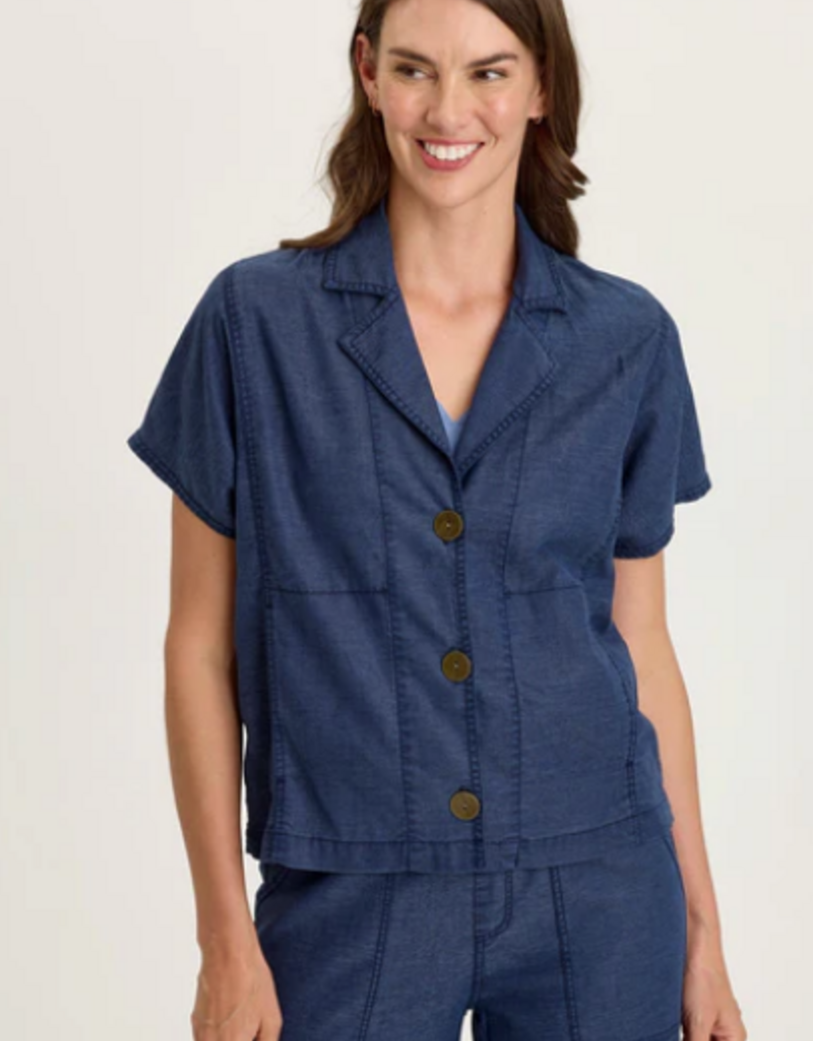 Wearables Wearables 14878W Airdale Blue Hugh Twill Boxy Short Sleeve Jacket