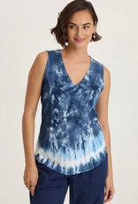 Wearables Wearables 14884WB Navy/Vanilla Twill/Jersey V-Neck Sleeveless Top
