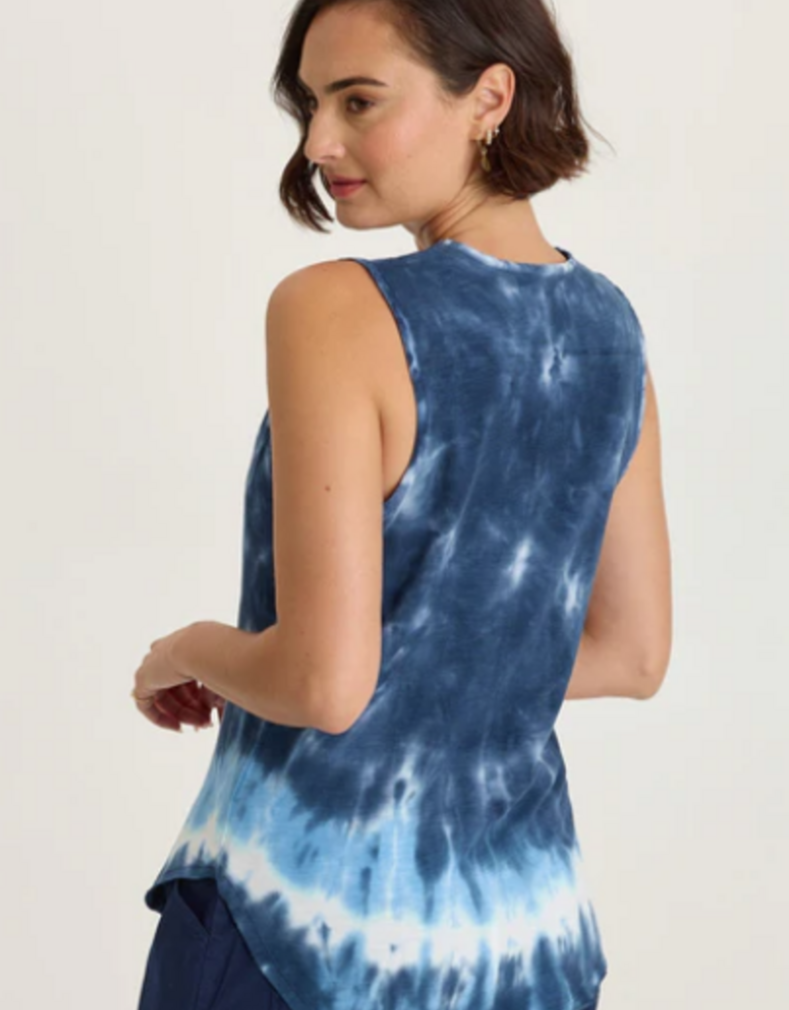 Wearables Wearables 14884WB Navy/Vanilla Twill/Jersey V-Neck Sleeveless Top