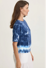 Wearables Wearables 14885WB Navy/Vanilla Twill/Jersey Boat Neck Short Sleeve Top