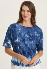 Wearables Wearables 14885WB Navy/Vanilla Twill/Jersey Boat Neck Short Sleeve Top