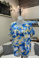 L.Hamrick Southern Lady 43Y3 Blue/Yellow Santiago Breeze V-Neck S/S Top