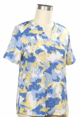 L.Hamrick Southern Lady  Blue/Yellow Santiago Breeze V-Neck S/S Top