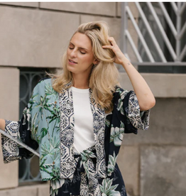 Shannon Passero Shannon Passero Palm Print Open Front  S/S Crop Cardigan