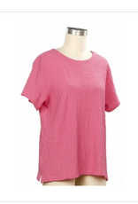 Links Links Aurora Pink Texture Fabric Round Neck Short Sleeve