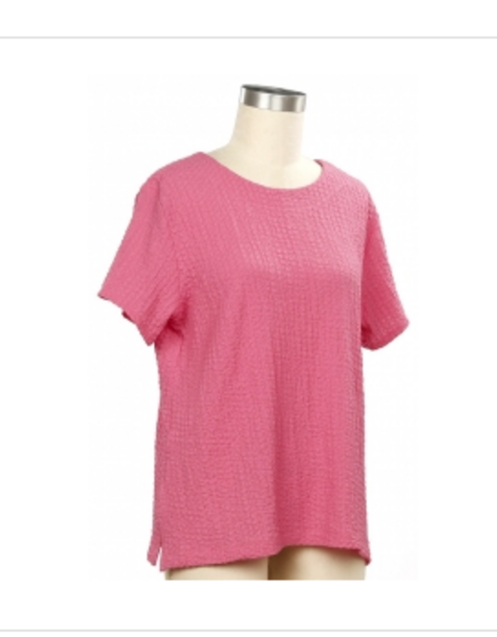 Links Links Aurora Pink Texture Fabric Round Neck Short Sleeve