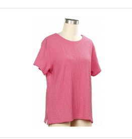 Links Links Aurora Pink Texture Fabric Round Neck Short Sleeve