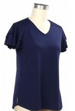 N Touch N Touch Navy V-Neck Flutter Short Sleeve Top