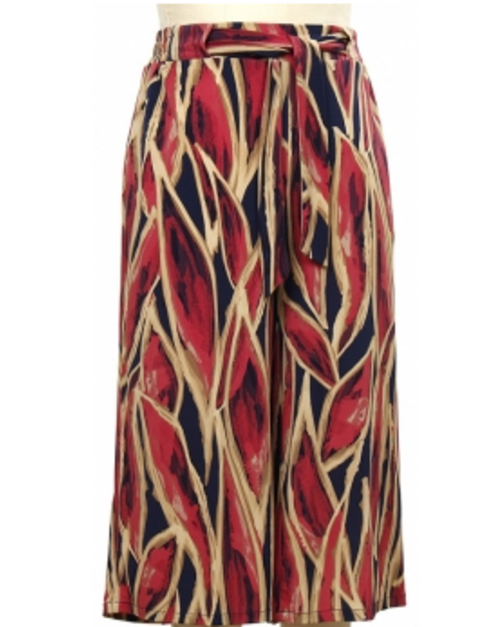 N Touch N Touch Coral/Rose/Navy Elastic Pull On Tie Detail Capri Pant
