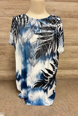 Coronet Cornet Navy Print Tunic Round Neck Short Sleeve Top