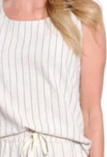 Slimasation Slimsation Flax Stripe Round Neck Sleeveless Top
