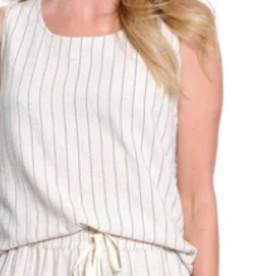 Slimasation Slimsation Flax Stripe Round Neck Sleeveless Top