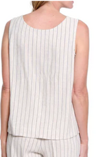 Slimasation Slimsation Flax Stripe Round Neck Sleeveless Top