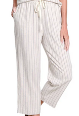 Slimasation Slimsation Flax Stripe Pull On Elastic Waist Pant