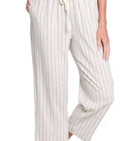 Slimasation Slimsation Flax Stripe Pull On Elastic Waist Pant