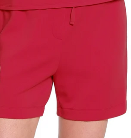 Slimasation Slimsation Red Scuba Fabric Pull On Elastic Waist Shorts
