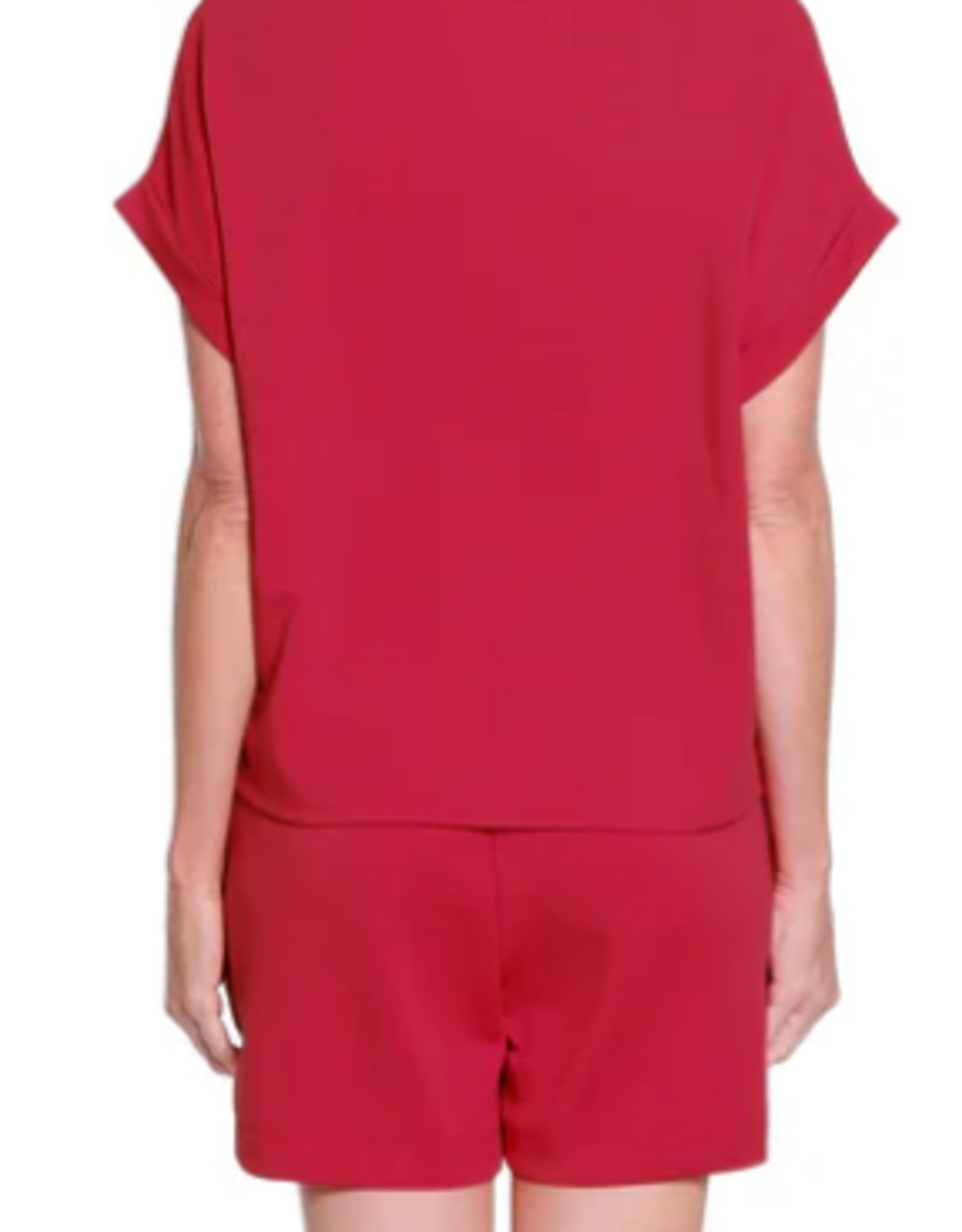 Slimasation Slimsation Red Scuba Fabric Pull On Elastic Waist Shorts