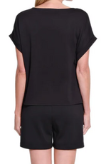 Slimasation Slimsation Black Scuba Fabric Pull On Elastic Waist Shorts