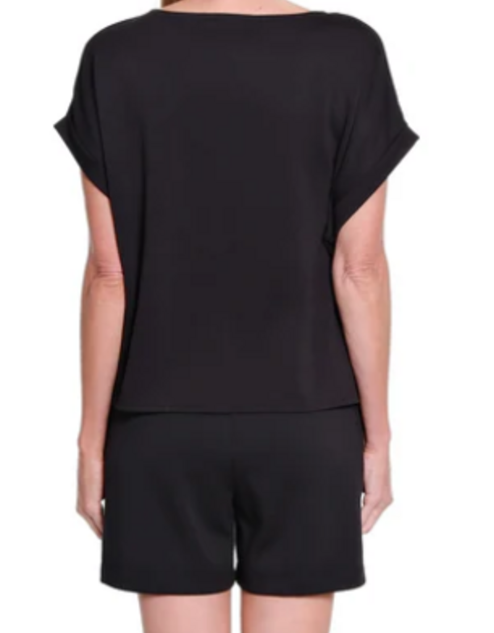 Slimasation Slimsation Black Scuba Fabric Pull On Elastic Waist Shorts