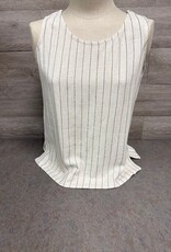 Slimasation Slimsation Flax Stripe Round Neck Sleeveless Top