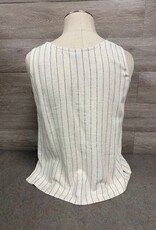 Slimasation Slimsation Flax Stripe Round Neck Sleeveless Top