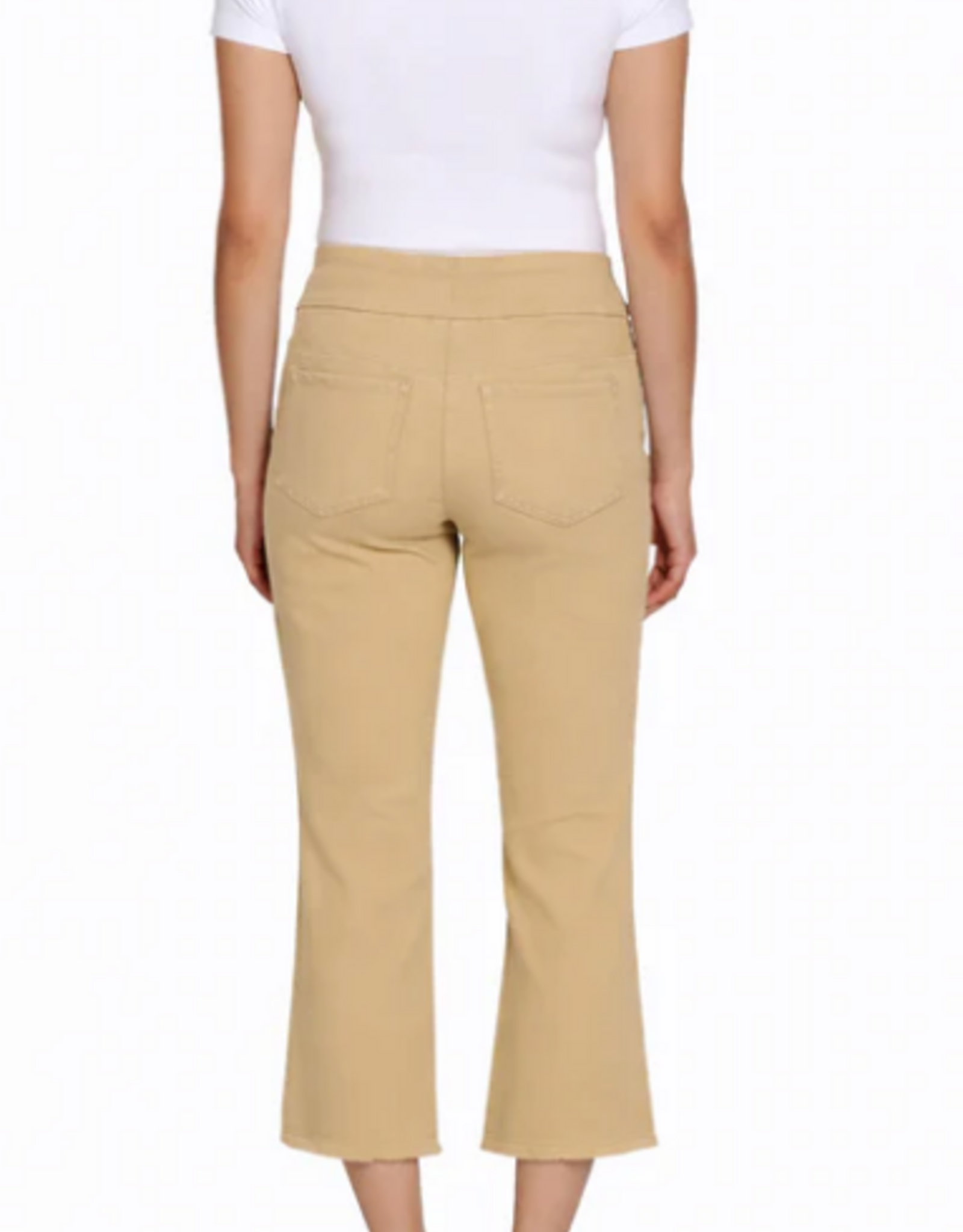 Slimsation Slimsation Khaki  5Pocket Pull On Fringe Hem Crop Pant