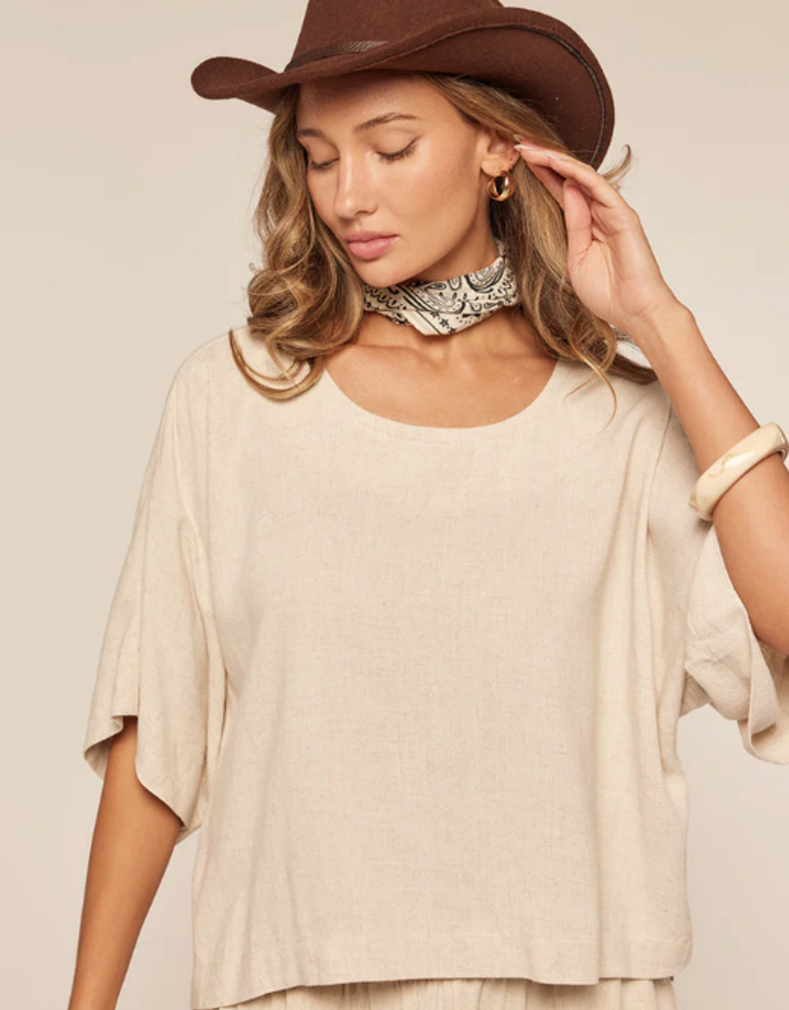Kylie Paige Kylie Paige Round Neckline Raglan Short Sleeve Top