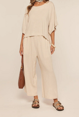 Kylie Paige Kylie Paige Khaki Pull On Wide Leg Pant