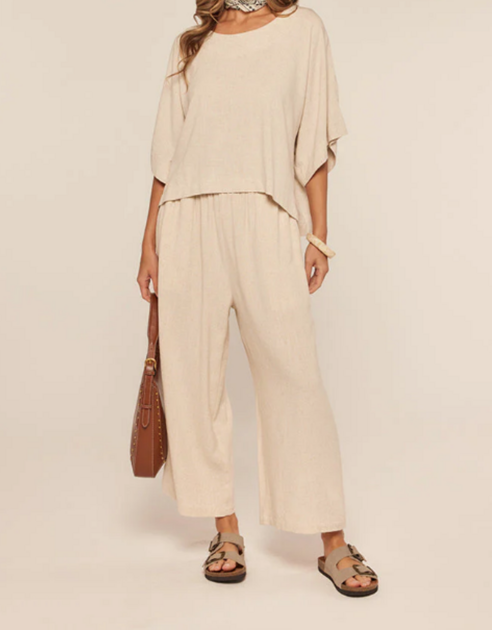 Kylie Paige Kylie Paige Khaki Pull On Wide Leg Pant