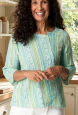 Habitat Habitat  Aloe Crinkle Texture Print 3/4 Sleeve Top