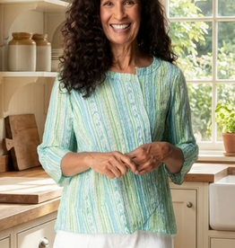 Habitat Habitat  Aloe Crinkle Texture Print 3/4 Sleeve Top
