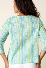 Habitat Habitat  Aloe Crinkle Texture Print 3/4 Sleeve Top