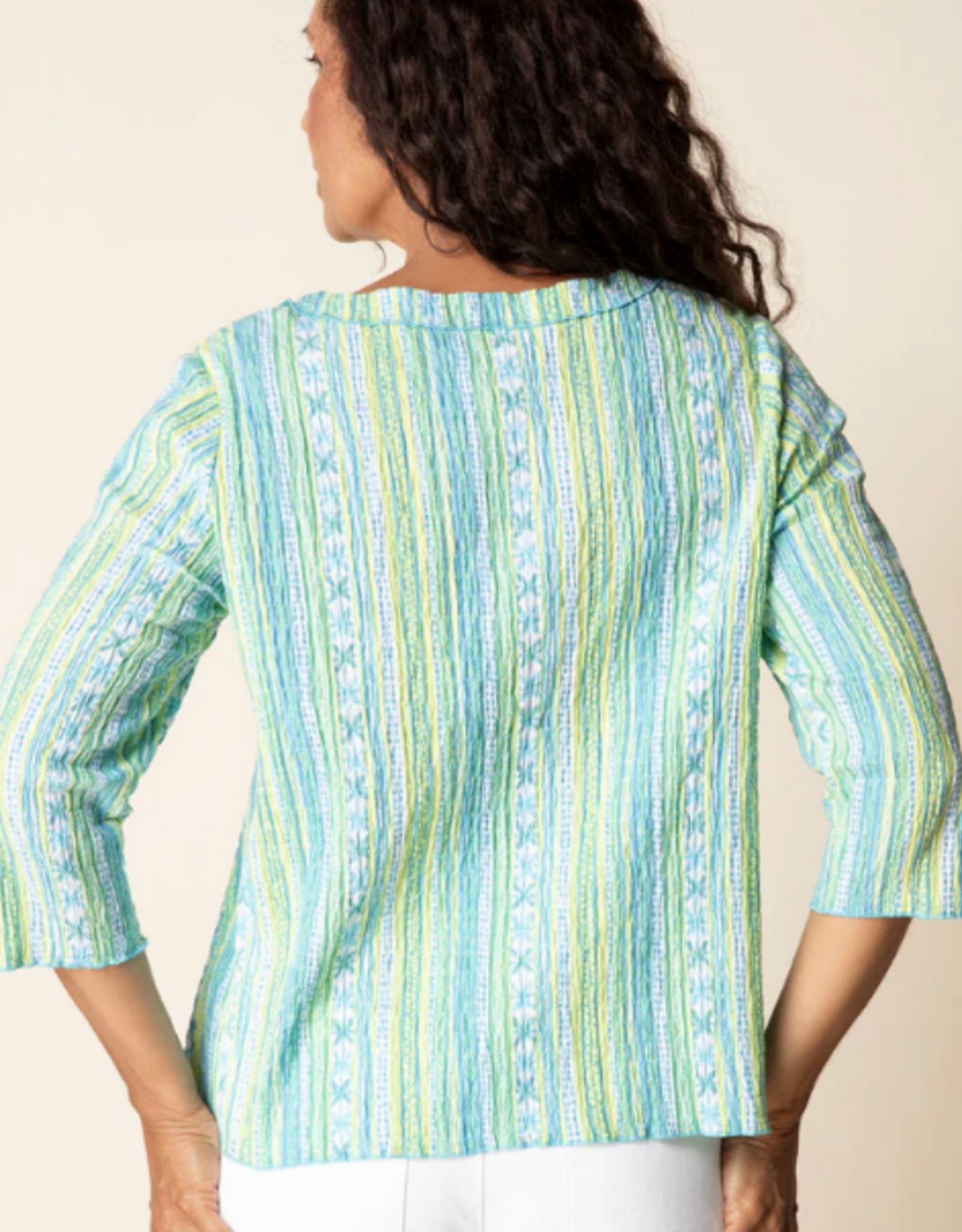 Habitat Habitat  Aloe Crinkle Texture Print 3/4 Sleeve Top