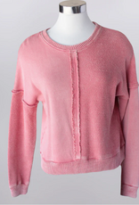 Keren Hart Keren Hart Coral Round Neck Drop Shoulder Long Sleeve Top