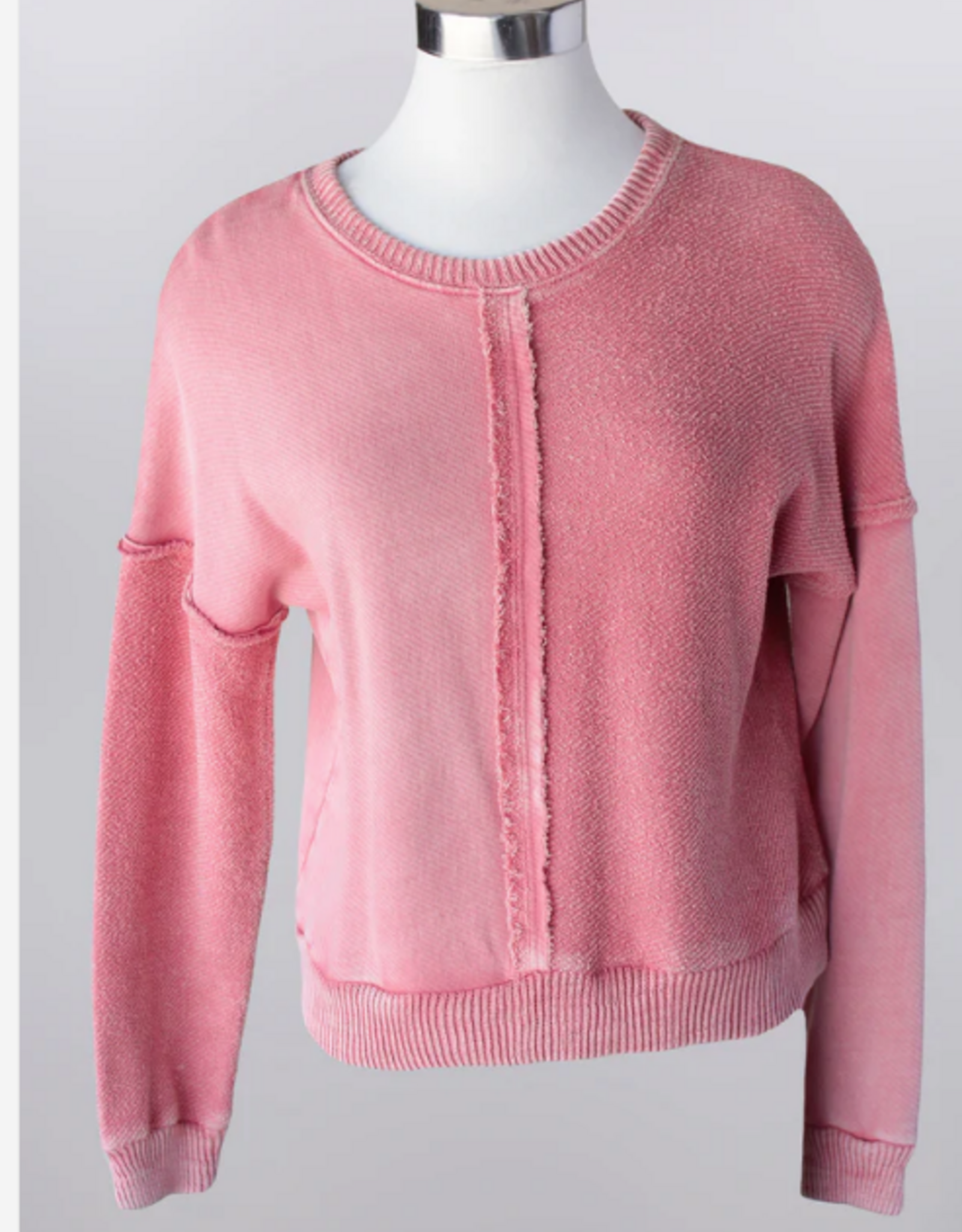 Keren Hart Keren Hart Coral Round Neck Drop Shoulder Long Sleeve Top