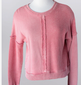 Keren Hart Keren Hart Coral Round Neck Drop Shoulder Long Sleeve Top