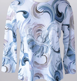 Keren Hart Keren Hart Swirl Print Round Neck 3/4 Sleeve Top