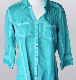 Keren Hart Keren Hart Turquoise Button Up 3/4 Sleeve Top