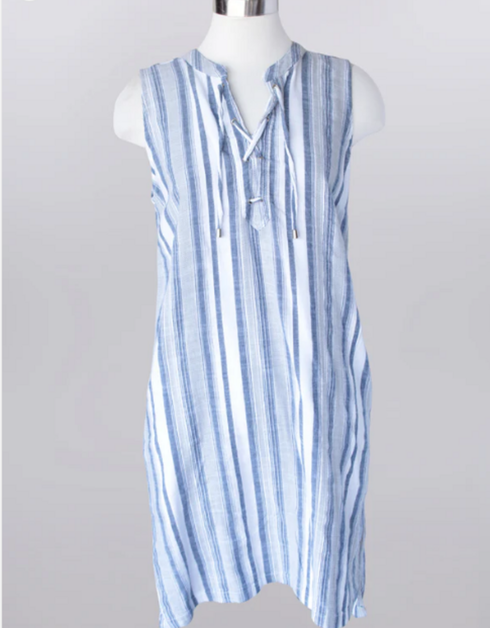 Keren Hart Keren Hart Stripe  Ladder Neck Tie Detail Sleeveless Dress