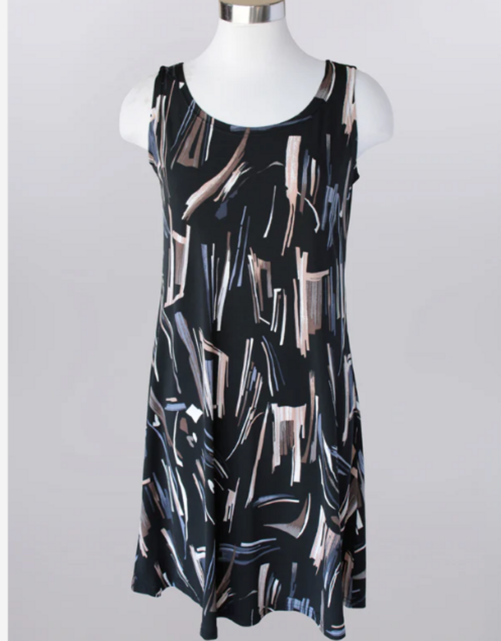 Keren Hart Keren Hart Khaki Combo Round Neck  Sleeveless Dress