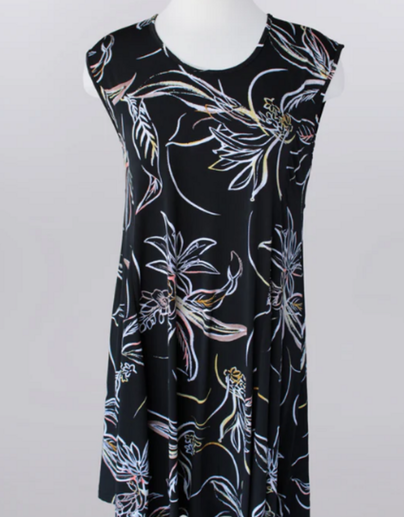 Keren Hart Keren Hart Black Floral Round Neck  Sleeveless Dress
