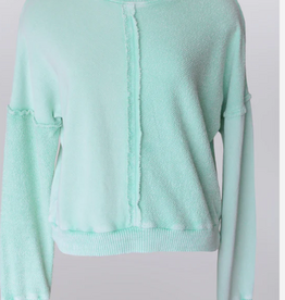 Keren Hart Keren Hart  Spearmint Round Neck Drop Shoulder Long Sleeve Top