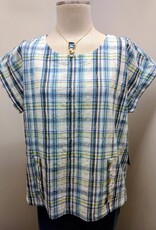 Habitat Habitat Sky Sky Blurred Plaid Print Round Neck S/S Top