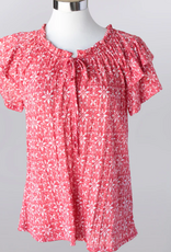 Keren Hart Keren Hart Tomato Graphic Print  Ruffle Short Sleeve Top