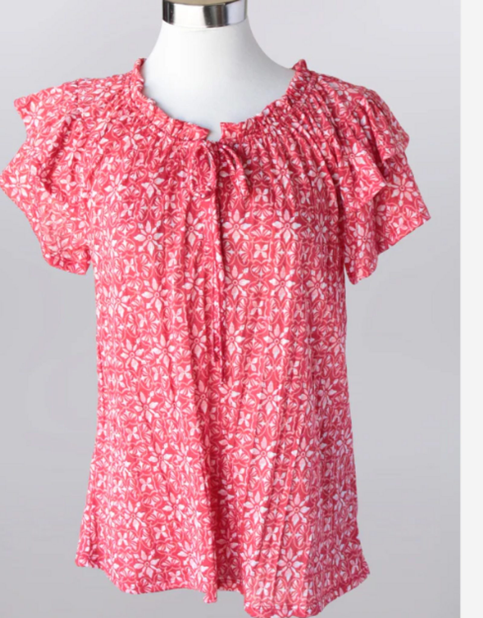 Keren Hart Keren Hart Tomato Graphic Print  Ruffle Short Sleeve Top