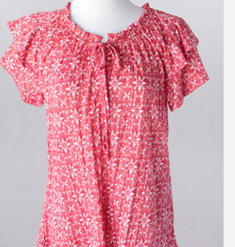 Keren Hart Keren Hart Tomato Graphic Print  Ruffle Short Sleeve Top