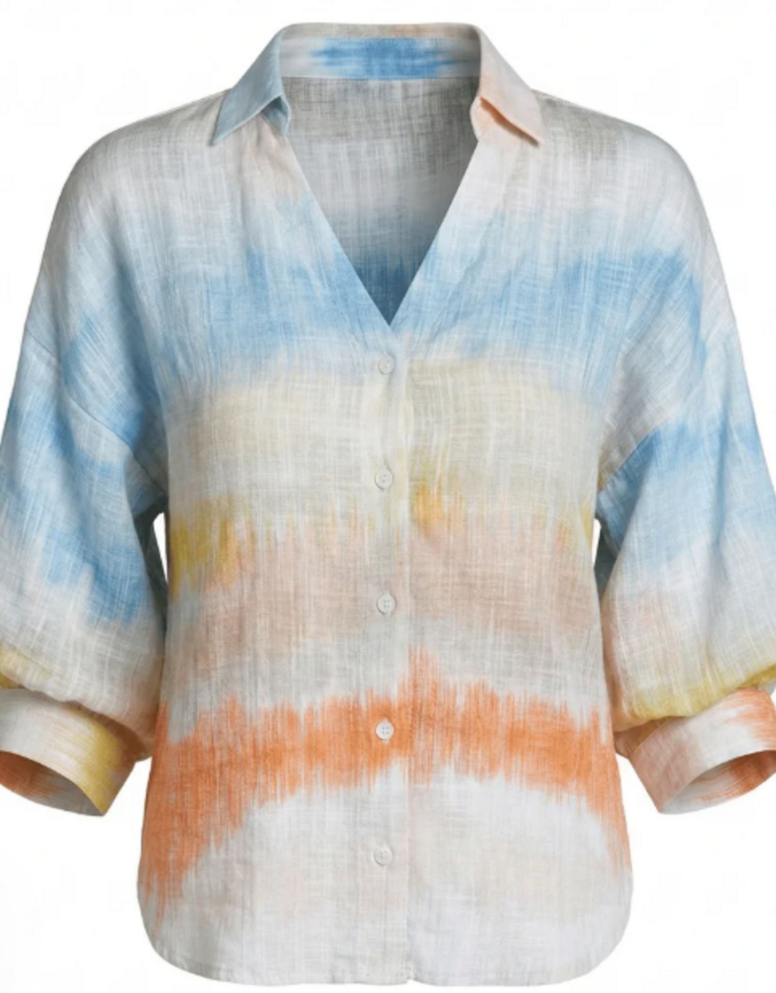 APNY APNY Horizon Haze Ombre Button Up Blouson Sleeve Top