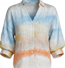 APNY APNY Horizon Haze Ombre Button Up Blouson Sleeve Top